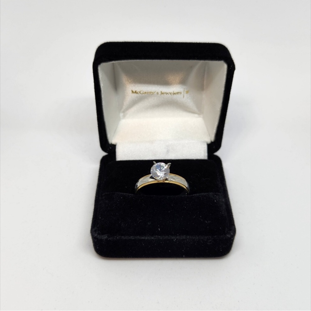 New two tone gold steel engagement ring